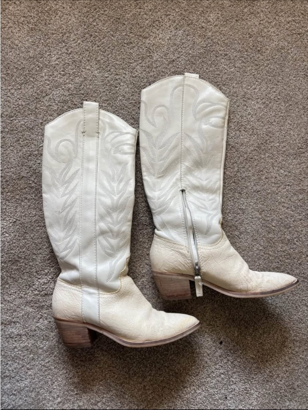 Dolce Vita White Lace-Up Western Knee Boots